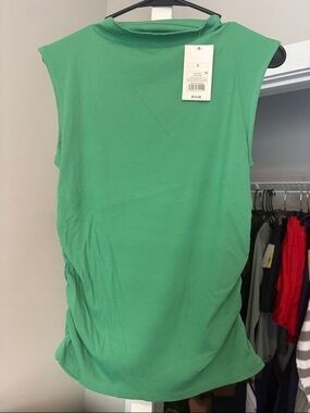 a new day Green Ribbed Sleeveless Mock Neck Tank